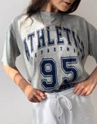 Asos Design Oversized T-shirt With Athletic Print In Gray Heather-grey