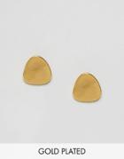Ottoman Hands Rounded Triangle Hammered Stud Earrings - Gold