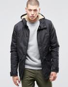 Element Roghan Waxed Long Parka Black With Quilted Lining - Black