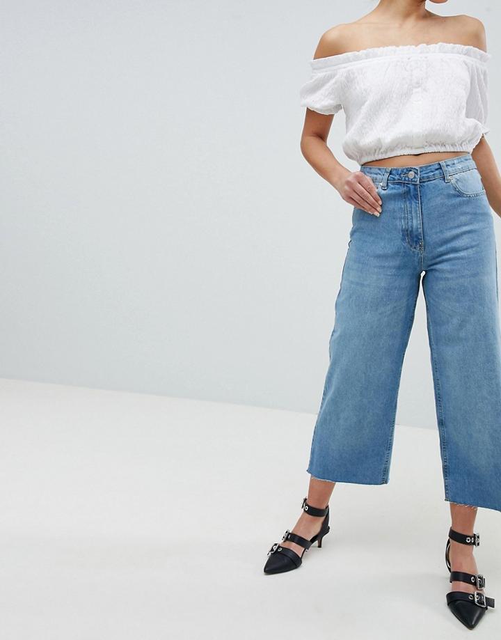 Parisian Wide Leg Crop Jeans - Blue