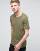 Ringspun Angled Pocket T-shirt In Khaki - Green