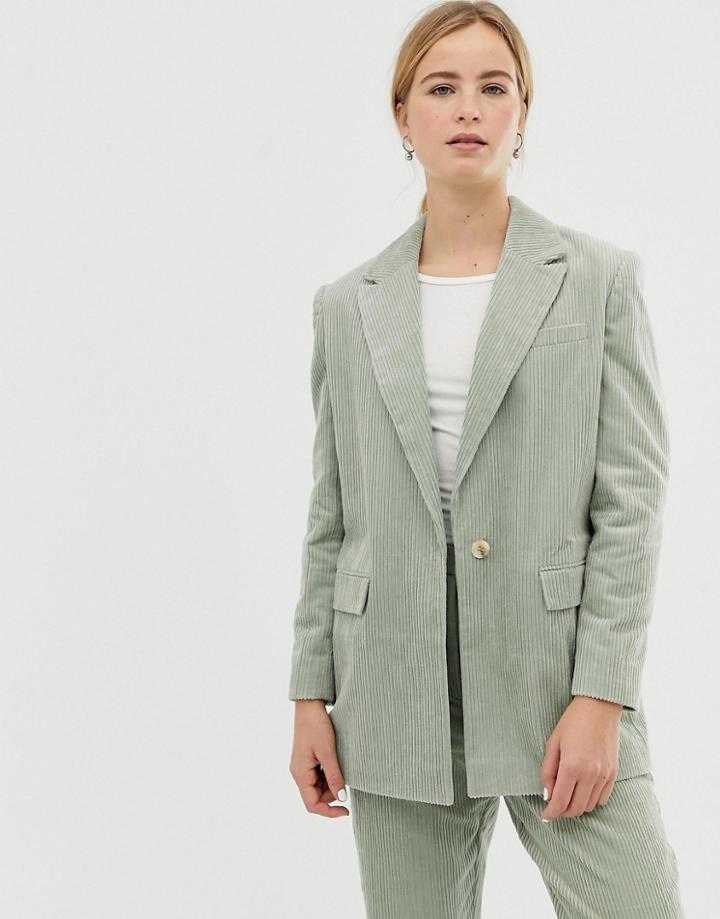 Asos Design Sage Cord Tailored Suit Blazer-green