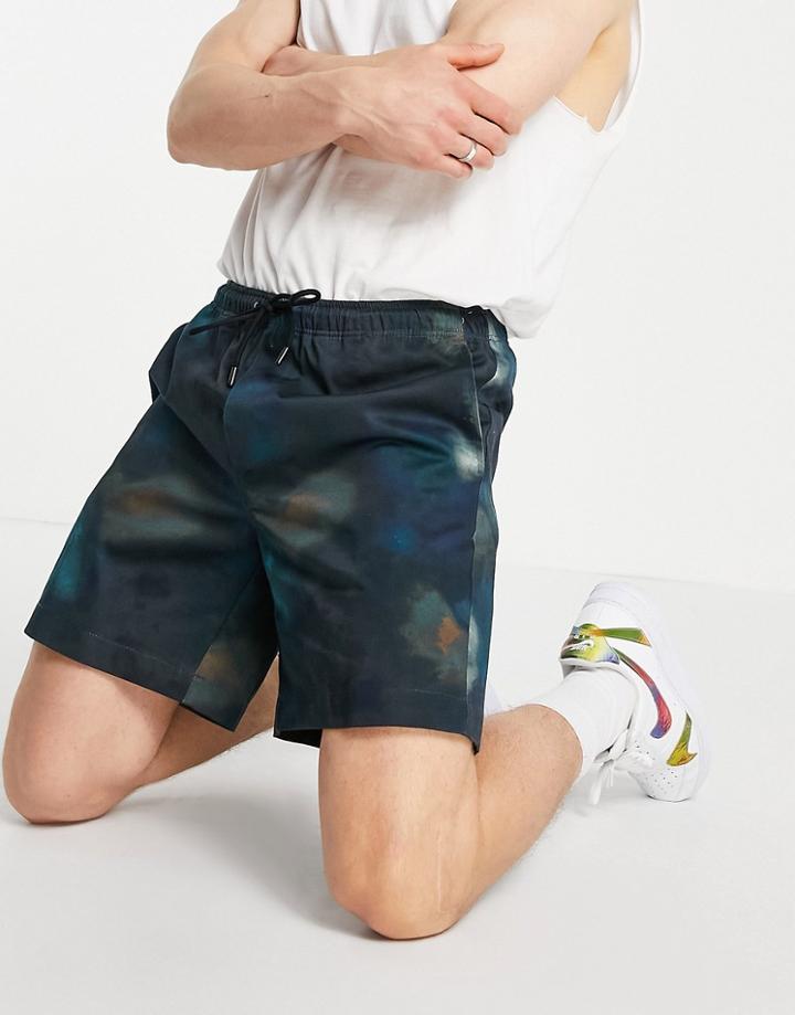 Pull & Bear Set Printed Shorts In Blue-blues