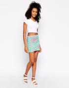 Motel Kimmy Body-conscious Skirt In Daisy Print - Mint