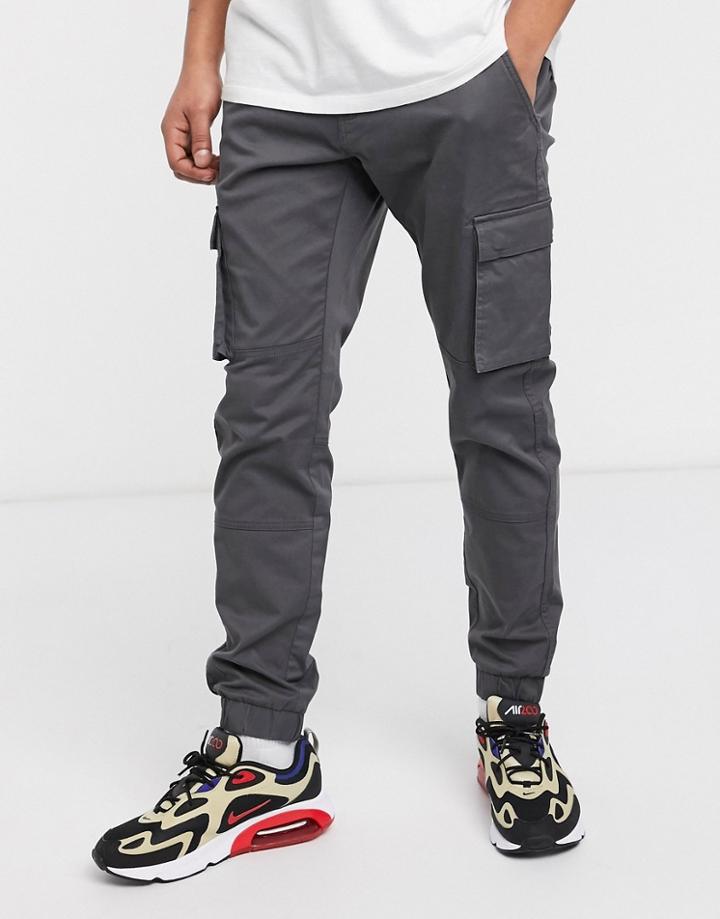 Only & Sons Slim Fit Cargo With Cuffed Bottom In Gray-grey