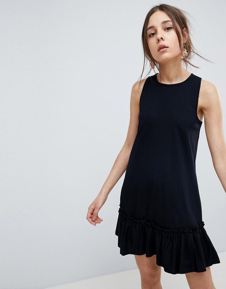 Asos Design Racer Pep Hem Mini Dress - Black
