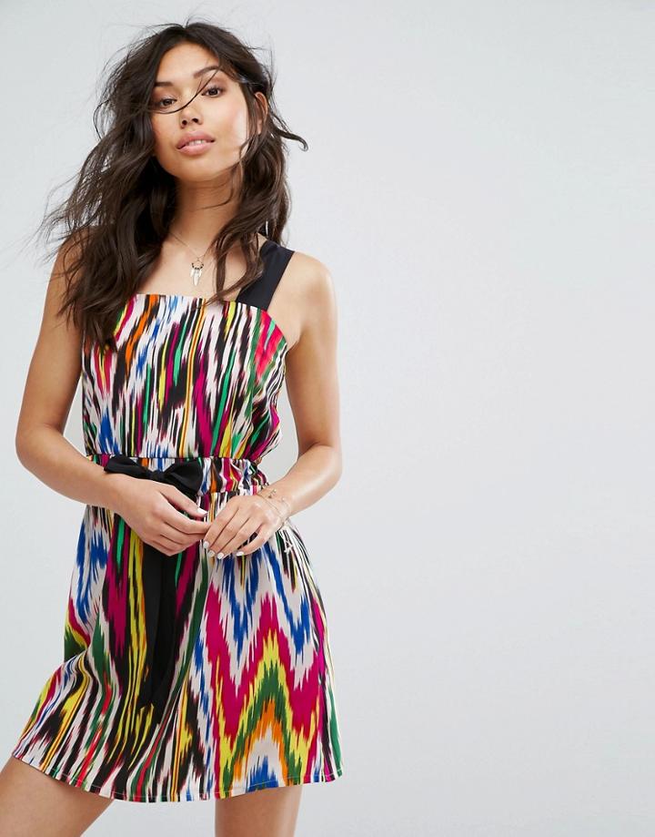Warehouse Rainbow Ikat Beach Dress - Multi