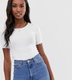 Brave Soul Tall Lovely Top With Lettuce Hem - White