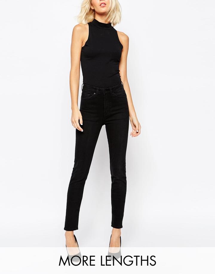 Weekday Thursday High Waist Slim Jeans - Black Soot
