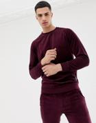 Only & Sons Velour Crew Neck Sweat - Red