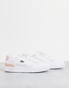 Lacoste T-clip Leather Sneakers In White/light Pink
