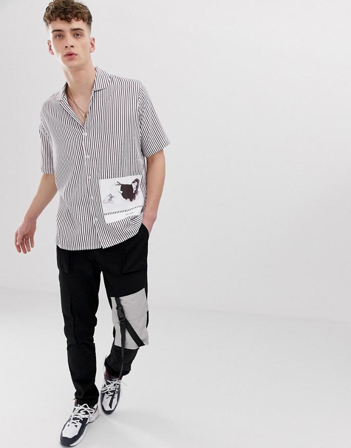 Sixth June Shirt With Stripe Print-red