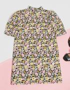 Vila Puff Sleeve Mini Dress In Floral-multi