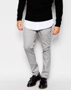 Asos Skinny Chinos With Pleat In Gray - Warm Gray