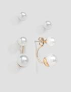 Selected Femme Pearl 2 Pack Earring Set - Gold