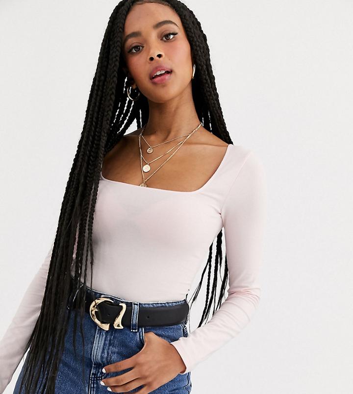 Miss Selfridge Square Neck Crop Top In Pink - Pink