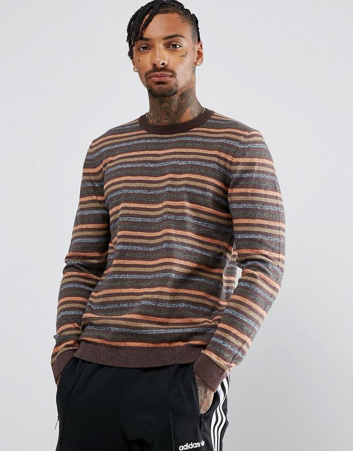 Asos Striped Sweater In Brown - Brown