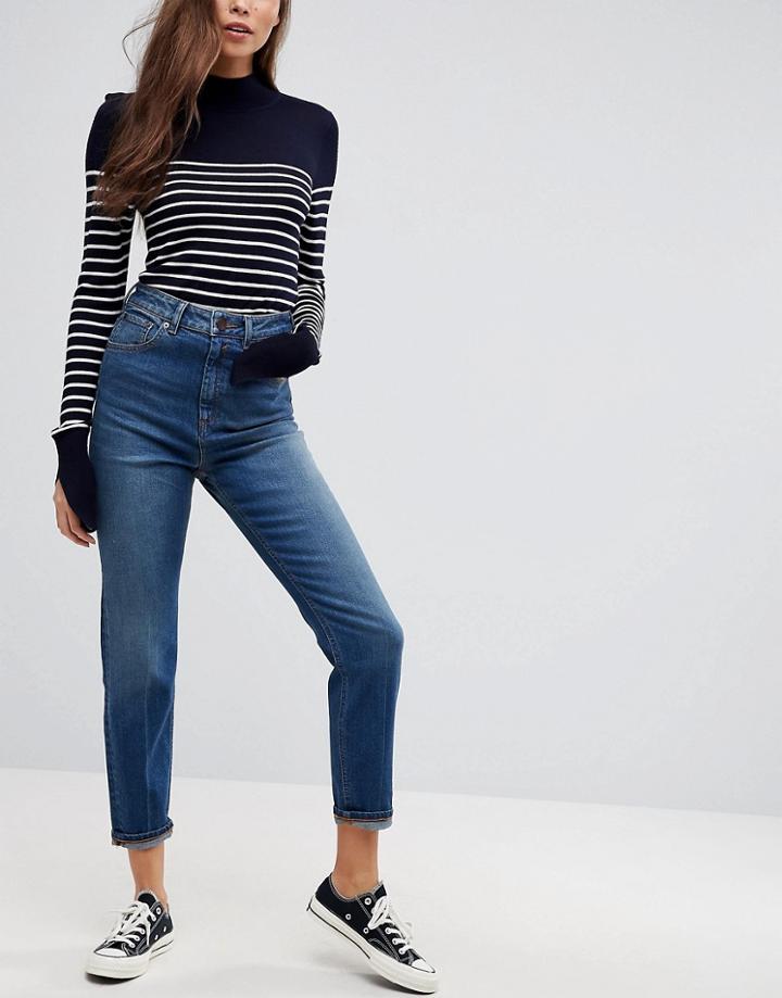 Asos Farleigh High Waist Slim Mom Jeans In Neo Wash - Blue