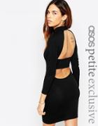 Asos Petite Body-conscious Dress With High Neck & Open Strap Back - Black $38.00