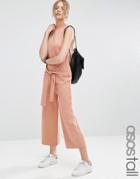 Asos Tall Sweat Jumpsuit With Tie Front - Pink
