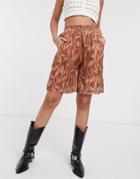 Zya Textured Chiffon Shorts In Floral Print-brown