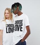 Help Refugees Choose Love Longline T-shirt In White Organic Cotton - White