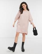 Native Youth Dropped Hem Dress With Balloon Sleeve In Dusty Pink