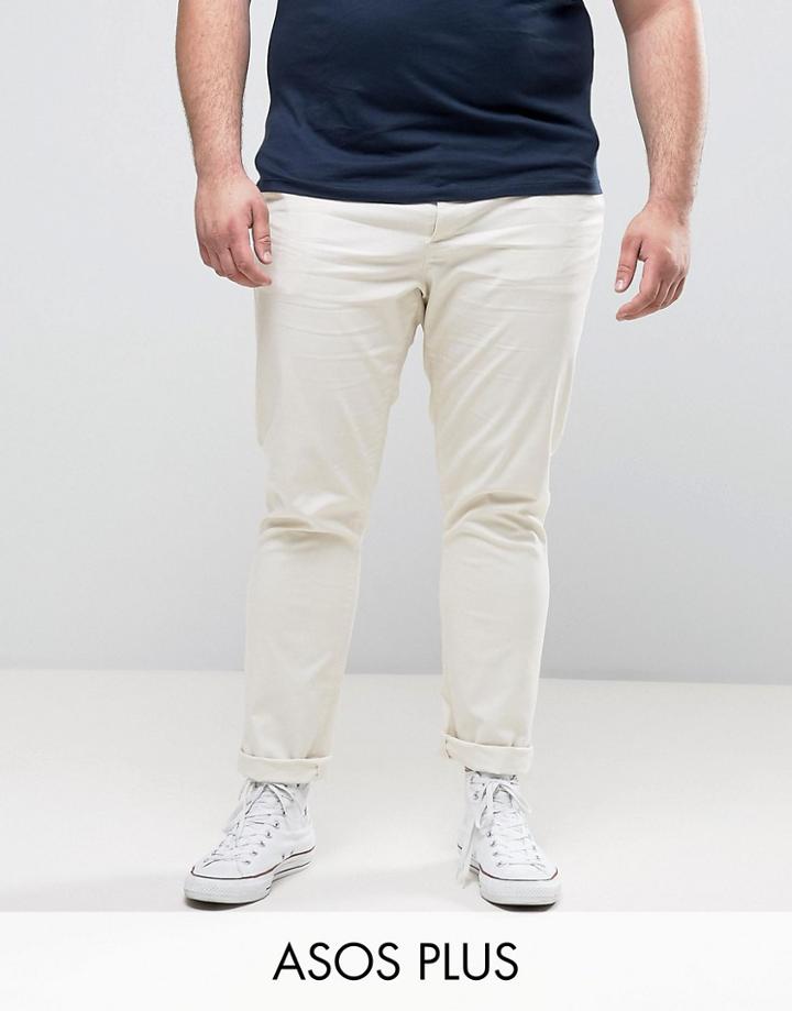 Asos Plus Skinny Chinos In Beige - Beige