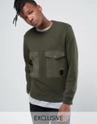 Religion Sweat With Oversized Front Pockets - Green