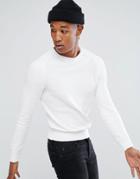 Bershka Knitted Sweater In White - White