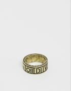 Icon Brand Gold Engraved Band Ring - Gold