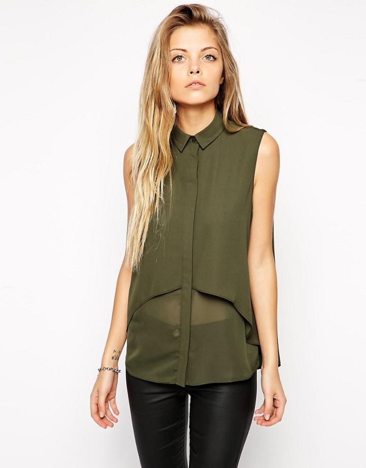 Asos Double Layer Sleeveless Blouse - Black