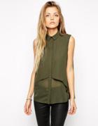 Asos Double Layer Sleeveless Blouse - Black