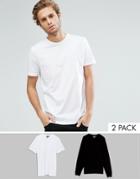 Asos Sweatshirt & Crew Neck Tshirt 2 Pack Black/white Save - Multi