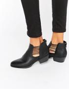 London Rebel Cut Out Ankle Boots - Black Pu