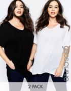 Asos Curve V Neck Oversized Slouchy Rib Top 2 Pack