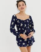 Hollister Romper In Floral - Navy