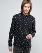 Allsaints Shirt With All Over Print In Slim Fit - Black