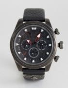 Police Mephisto Black Leather Watch - Black