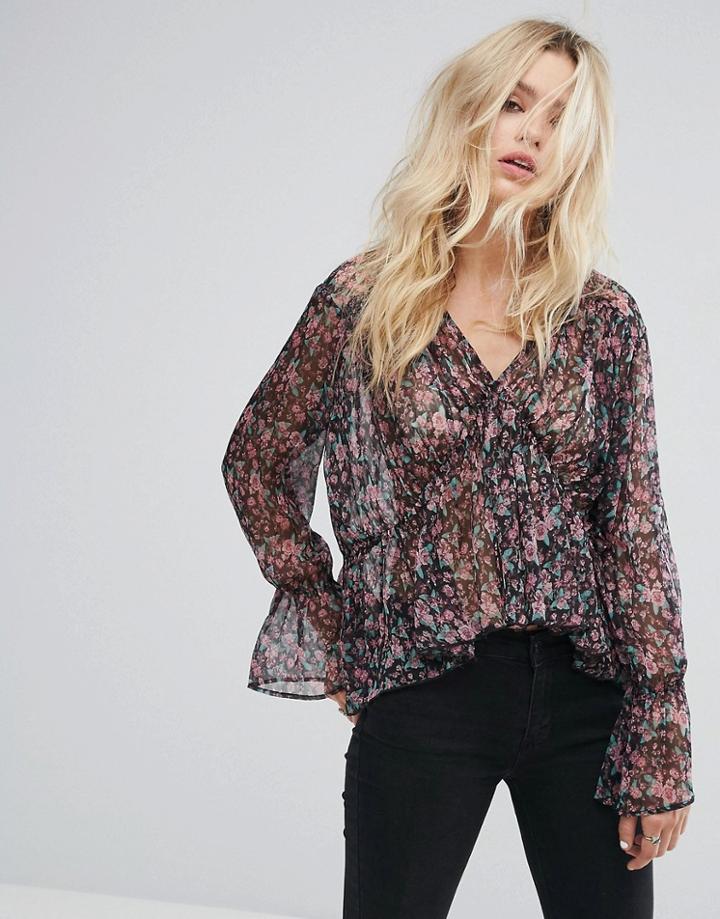 Rage V Front Floral Blouse - Multi