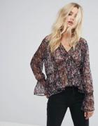 Rage V Front Floral Blouse - Multi