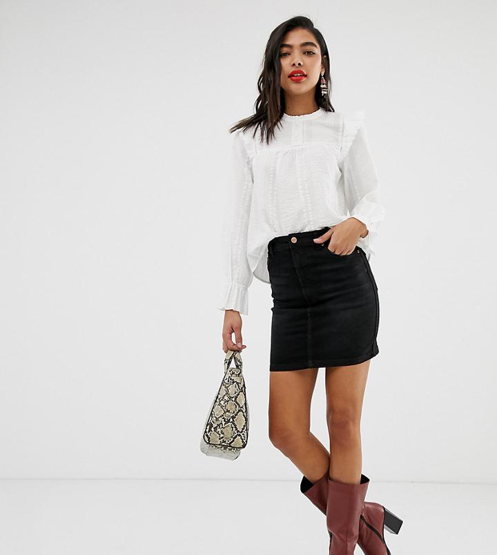 Stradivarius Denim Mini Skirt In Black