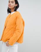 Weekday Limited Edition Quilted Padded Jacket - Orange