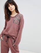 Religion Drop Hem Sweat With Sequin Embellishment Co-ord - Brown