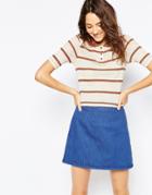 Asos Polo Top In Knitted Stripe - Multi