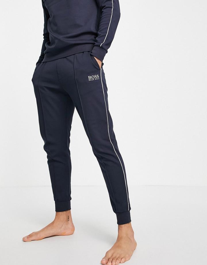 Boss Bodywear Sweatpants With Contrast Logo In Navy