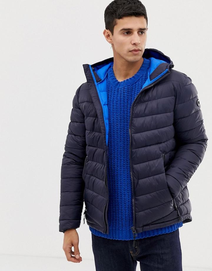 Esprit Puffer With Hood In Navy