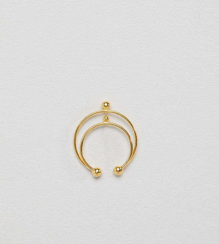 Asos Design Gold Plated Sterling Silver Double Hoop Ear Cuff - Gold