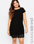 Praslin Plus Size Shift Dress With Laser Cut Hem - Black