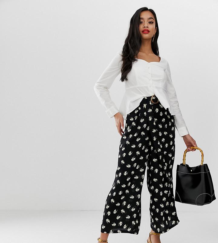 Vero Moda Petite Floral Wide Leg Cropped Pants-multi